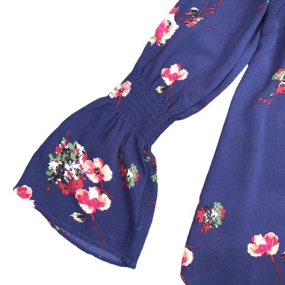 Isabel Maternity Womens Floral Bell Sleeve Pullover Blouse Tunic Top XS - Picture 9 of 11